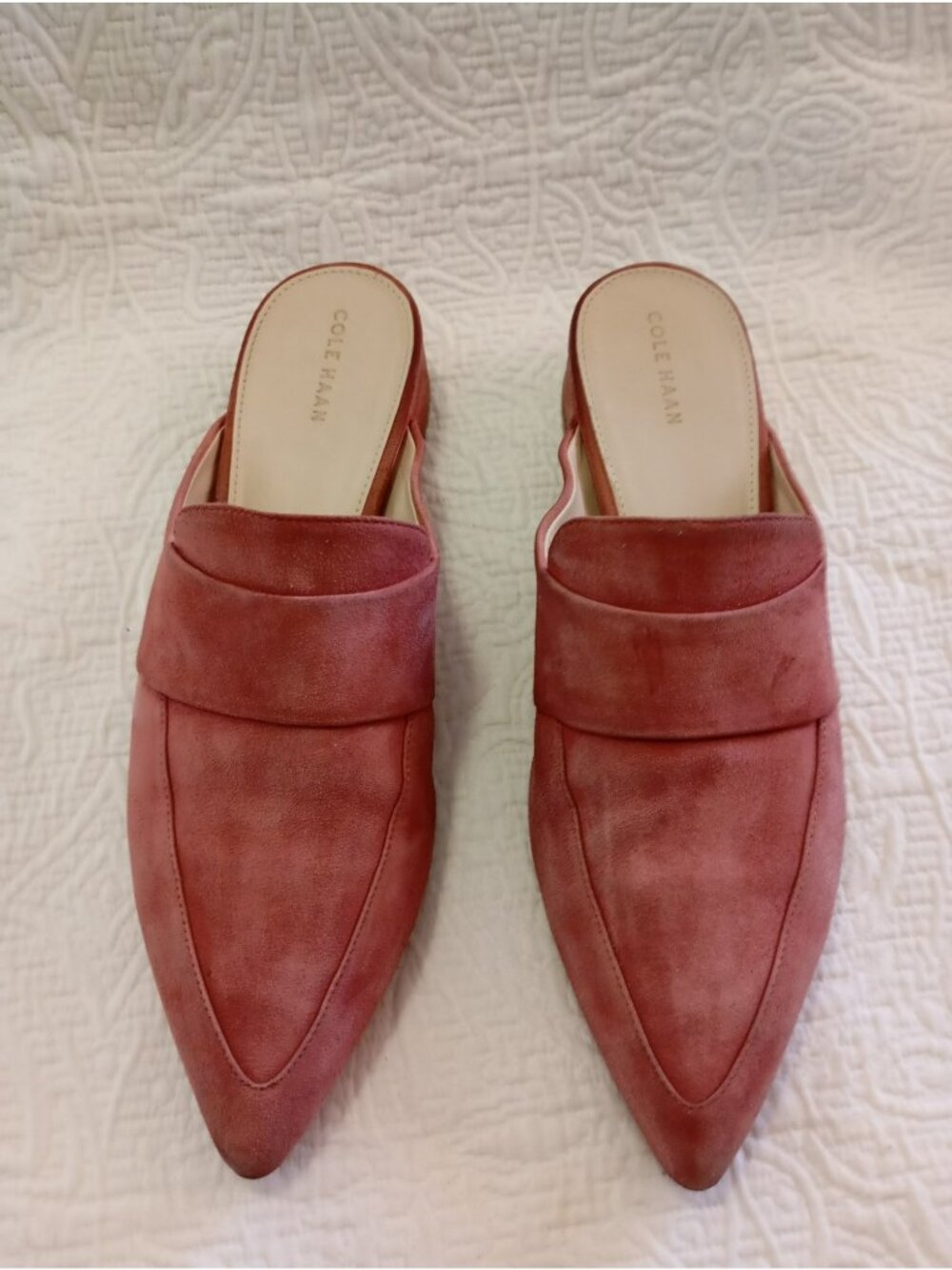 Cole Haan Womens Pointed Toe Pink Suede Mule Flats 9B - Picture 12 of 12